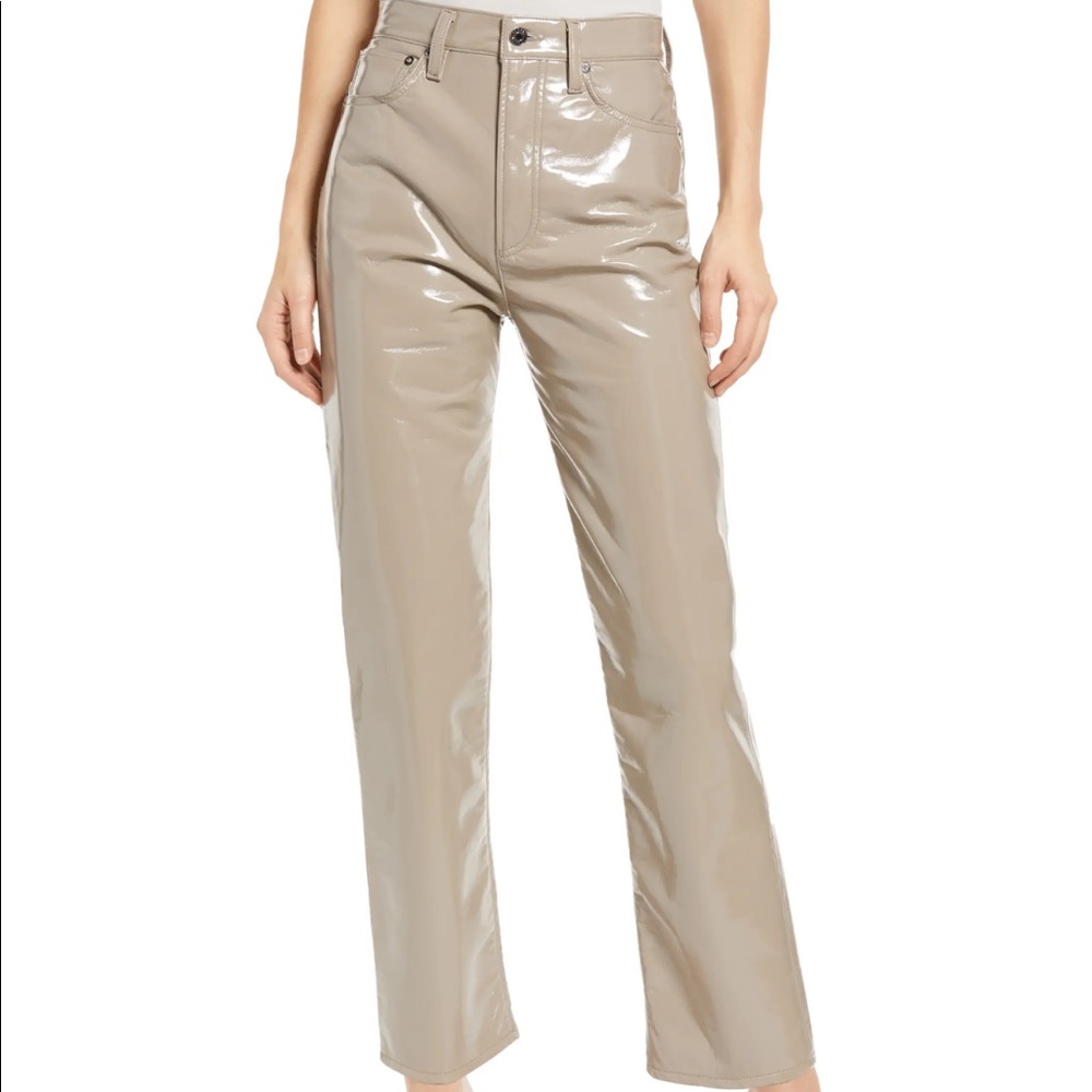 Agolde 90s pinched waist patent leather pants size 32